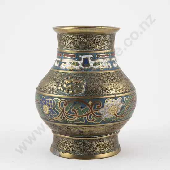 C19th Chinese Bronze & Champleve Vase