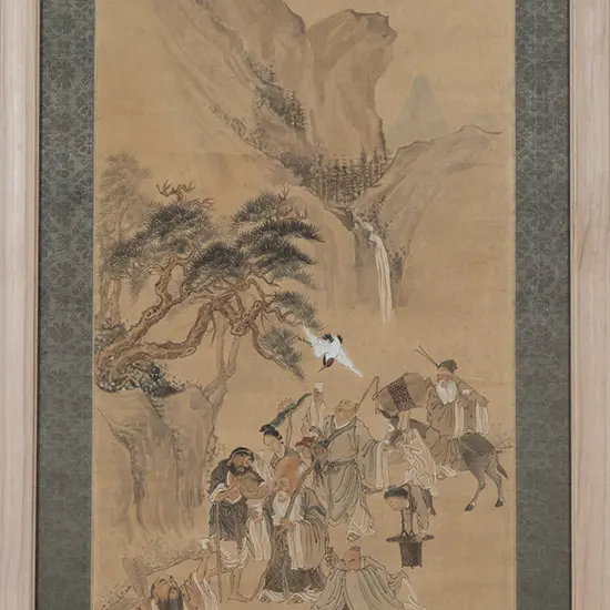 Chinese Scroll Painting of Figures in a Landscape