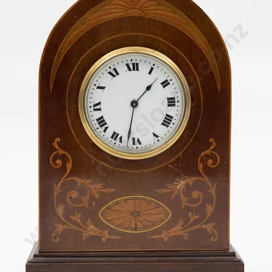 Edw Mahogany Sheraton Revival Mantle Clock