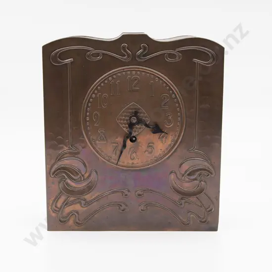 English Art Nouveau Copper Mantle Clock