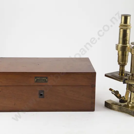 C19th All Gilt Brass Monocular Microscope By Nachet Of Paris