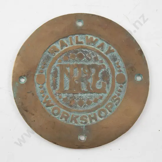 NZR Railways Workshops Circular Brass Plate