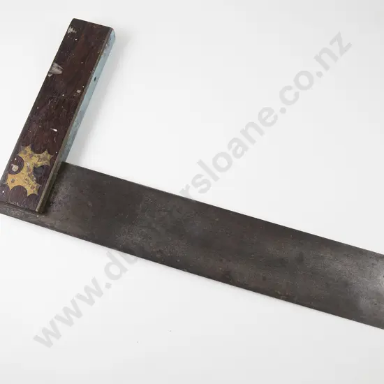 From the Family Studio of Anton Teutenberg: c1880 Rosewood Brass Inlaid Set Square