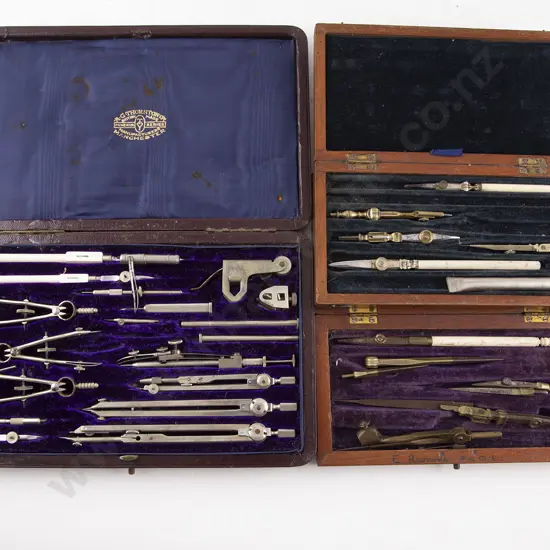 Three Cased Part Sets Of Drawing Instruments