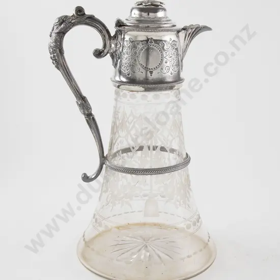 Vict S/P & Cut Glass Claret Jug