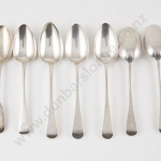 Seven Various C19th S/S Dessert Spoons