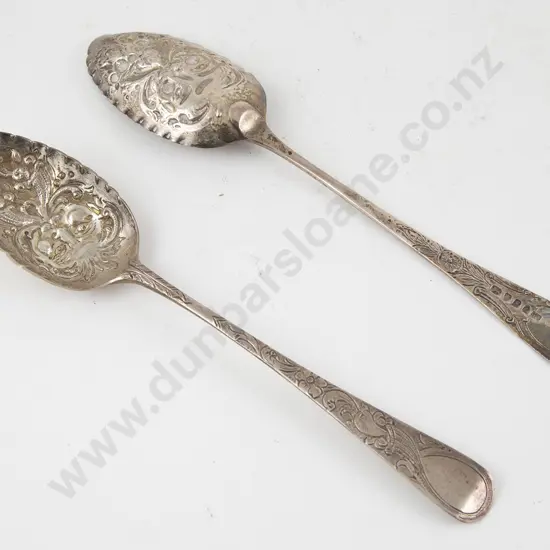 Composed Pair Of Geo III S/S Berry Spoons