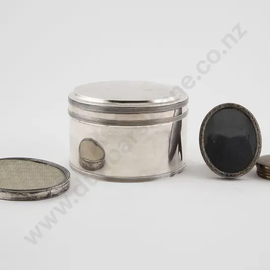 Dutch Silver Lidded Drum Shape Box