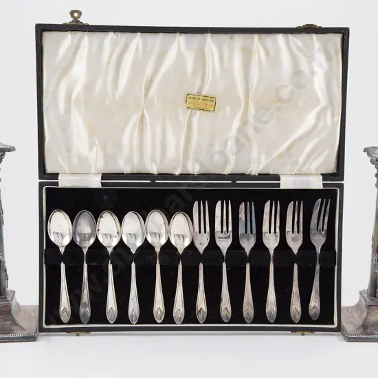 Pair S/P Corinthian Column Candlesticks