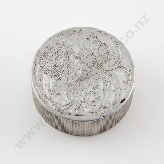 Unusual R Lalique Designed Aluminium Circular Powder Box
