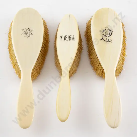 Three Vict Ivory Handled Dressing Table Brushes