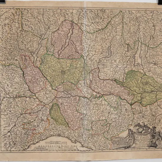 1702 Hand Coloured Map Belli Typus In Italia