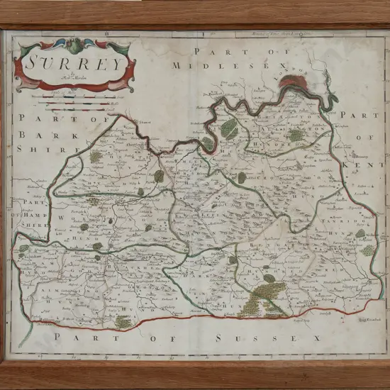 Late C17th Map Of Surrey By Robert Morden