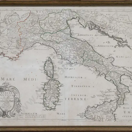 Nicolas Sanson Hand Coloured Map Italia Antiqua c1702