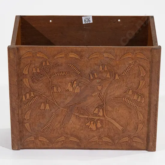 NZ Kauri Chip Carved Folk Art Magazine Stand