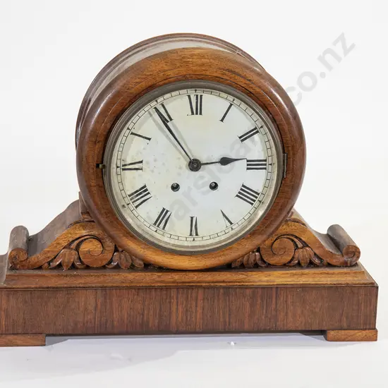 Victorian Walnut Drum Head Mantel Clock