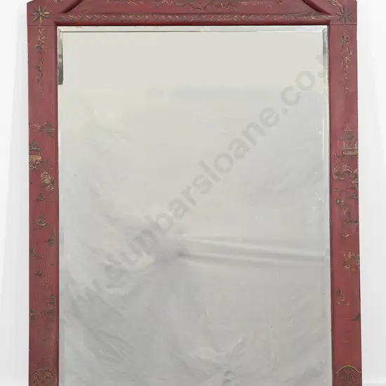 Geo III Style Red Lacquered Wall Mirror