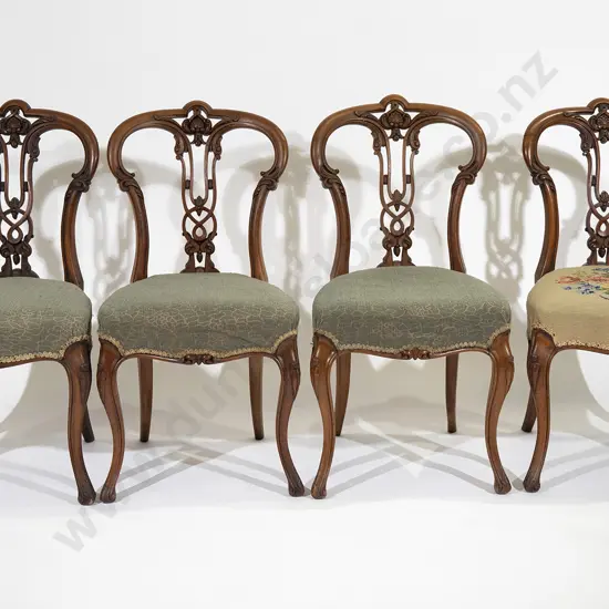 Four Victorian Walnut Dining Chairs
