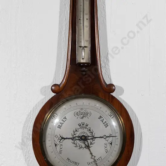 C19th Mahogany Wheel Barometer