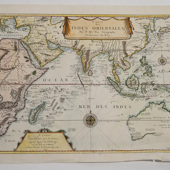 17th Century Map Of The Indian Ocean By Du Val