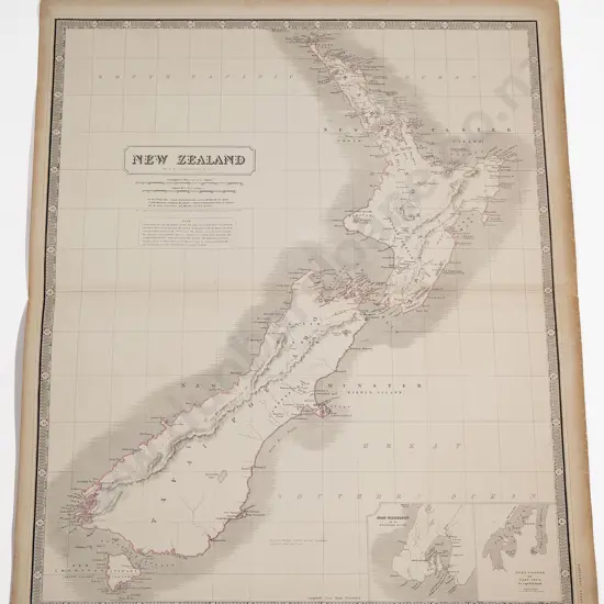 Mid 19th Century Hand Coloured Map Of New Zealand by A. K. Johnston