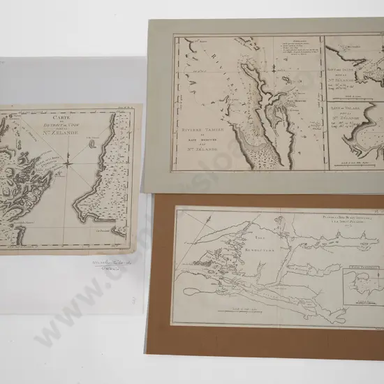 Three 18th Century French Engraved Maps Of New Zealand by Benard