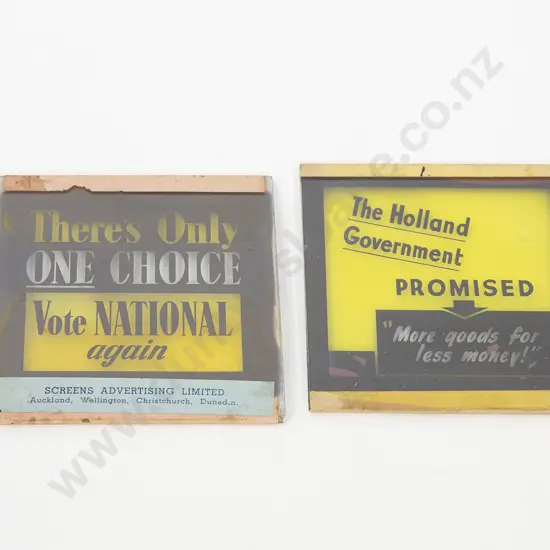 Two Political Advertising Glass Photographic Slides