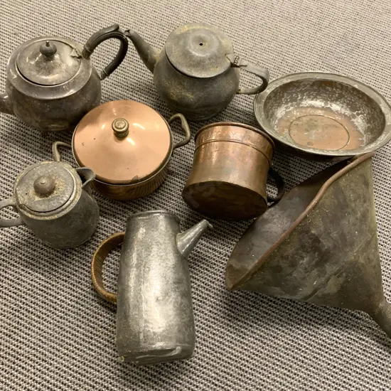 Box of Vintage Metal Ware