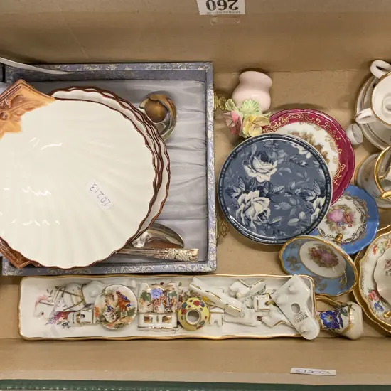 Box With Limoges and Other Small China