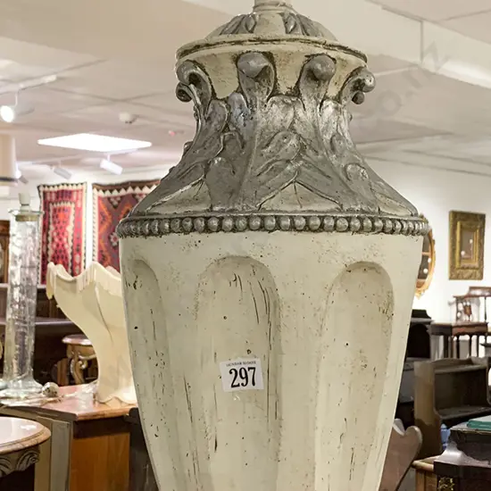Silver and White Painted Table Lamp