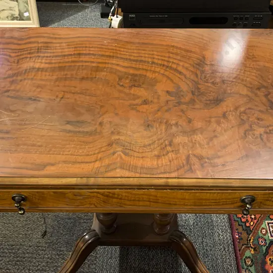 Repro. Burr Walnut Side Table