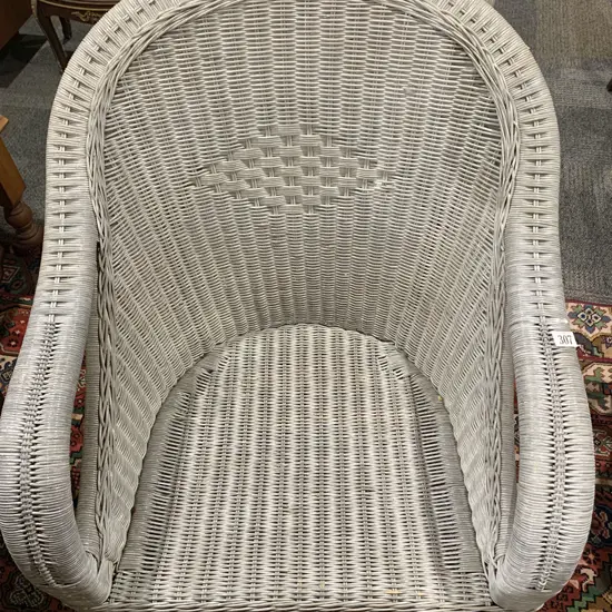 Silver Painted Wicker Conservatory Chair
