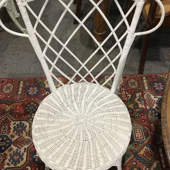 White Painted Single Wicker Chair