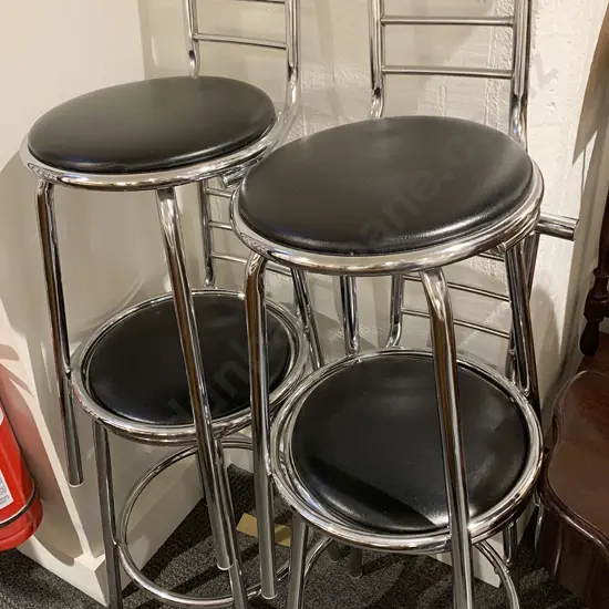 Set of Four Chrome Breakfast Bar Stools