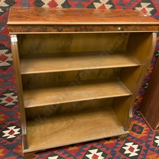 Modern Burr Walnut Open Bookcase