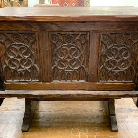 Hand Adzed Gothic Style Blanket Box