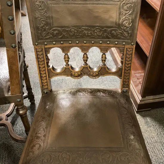 Set of Six Medieval Style Dining Chairs