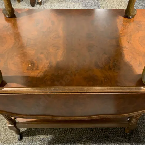 Burr Walnut Drop Leaf Tea Trolley