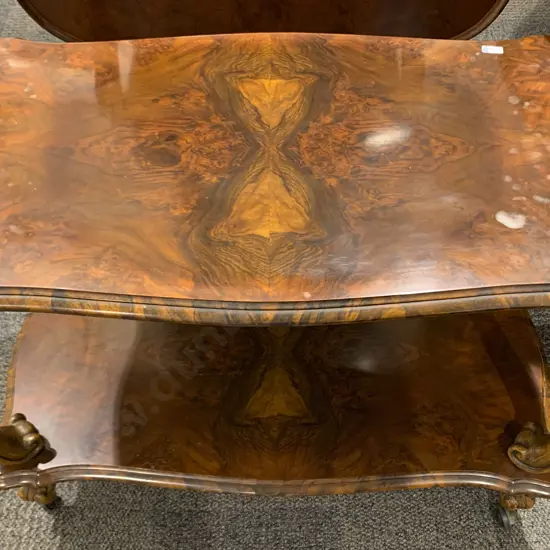 Reproduction Burr Walnut Drinks Trolley
