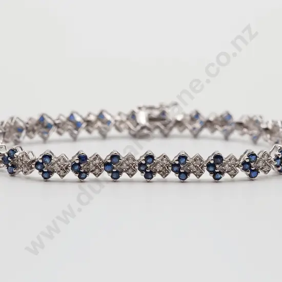 14ct White Gold 144stone Sapphire and Diamond Bracelet