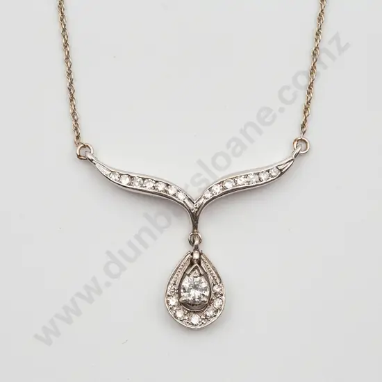 14ct White Gold 22stone Diamond Necklet