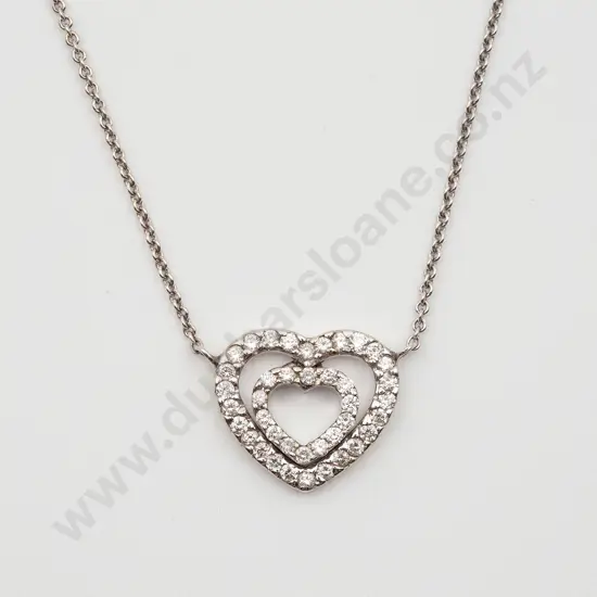 18ct White Gold 40stone Diamond Heart Pendant