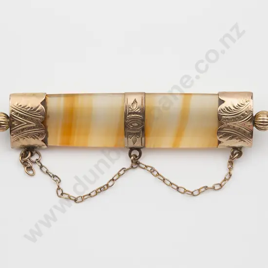 Victorian 9ct Mounted Carnelian Bar Brooch