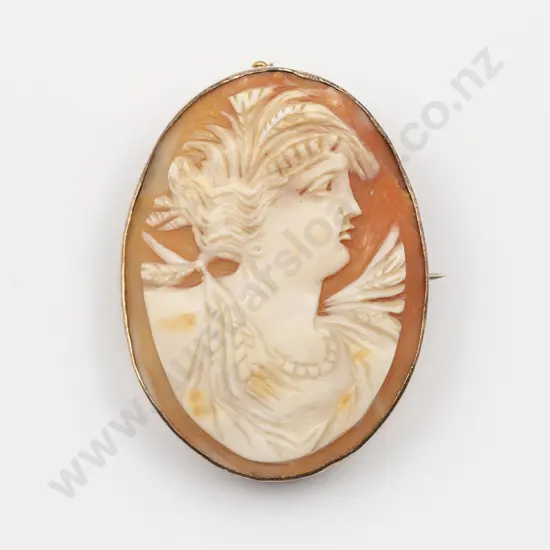 9ct Framed Portrait Cameo Brooch