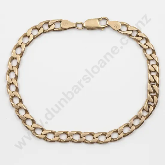 9ct Modern Flat Curb Link Bracelet