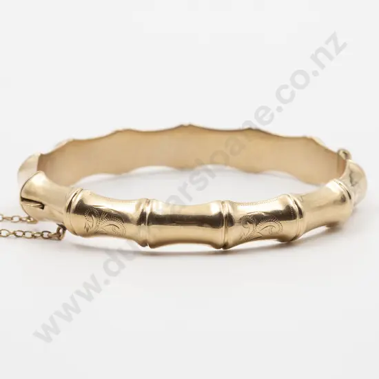 9ct Hollow Bamboo Hinged Snap Bangle