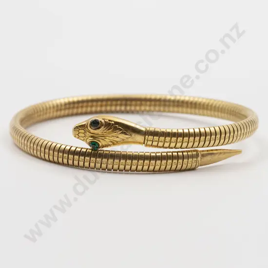 Victorian Style Gold Plated Snake Coil Bracelet