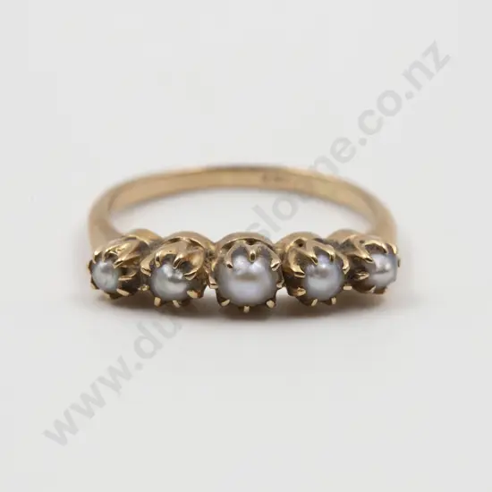 18ct Five Half Pearl Bridge RIng