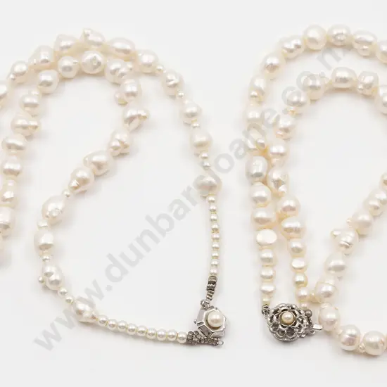 Two Near Uniform Baroque Fresh Water Pearl Necklaces