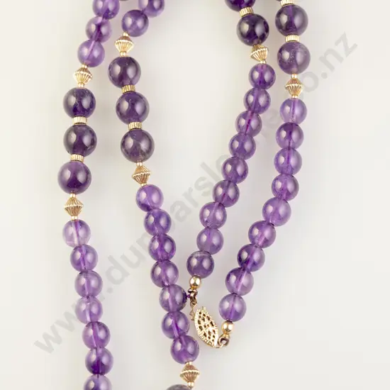 Single Strand Fancy Amethyst Bead Necklace